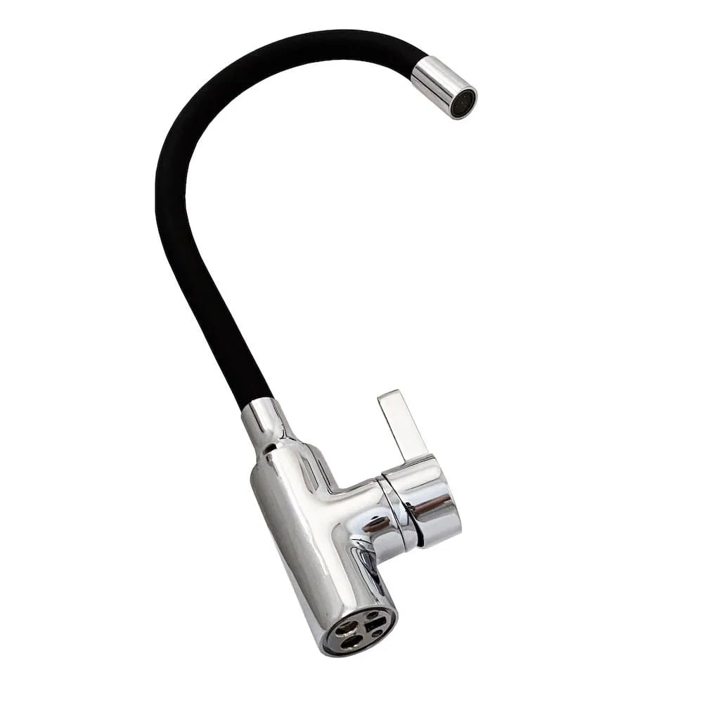 Llave MonoMando LavaPlato Cuello Flexible Negro