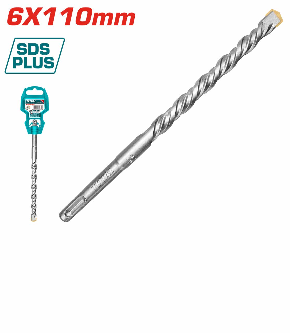 Broca rotomartillo SDS-PLUS de 6x110 mm Total.