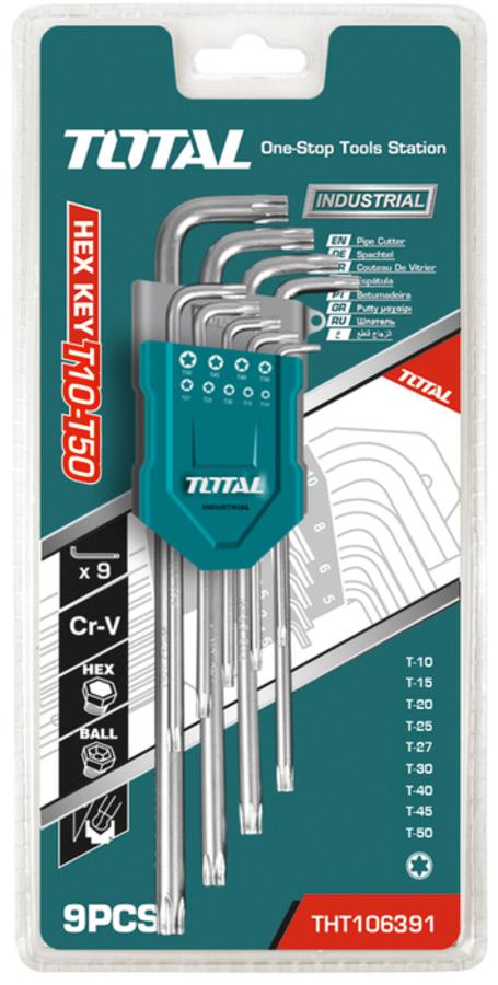 Juego de llave hexagonal torx o estrella 9 piezas TOTAL